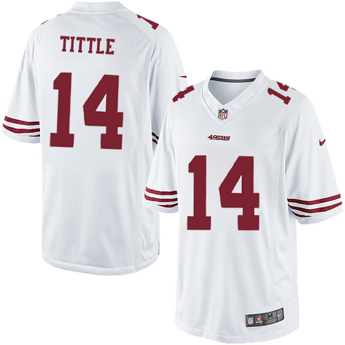 Men's Limited Y.A. Tittle Nike Jersey White Road - #14 NFL San Francisco 49ers